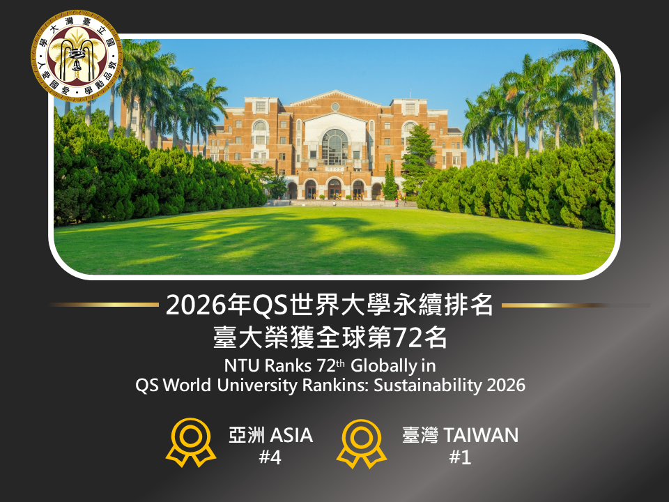 臺大QS永續排名全球第72名